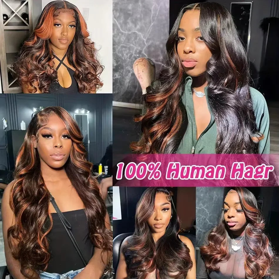 1b30 Black Brown Lace Front 13x4 Body Wave Wigs  P427 Highlight Ombre 100% Human Hair 13x6 HD Lace Frontal Blonde Colored Wig