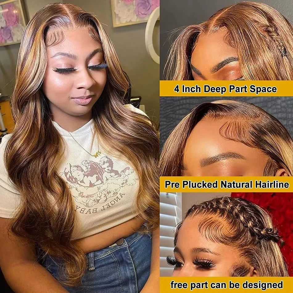 1b30 Black Brown Lace Front 13x4 Body Wave Wigs  P427 Highlight Ombre 100% Human Hair 13x6 HD Lace Frontal Blonde Colored Wig