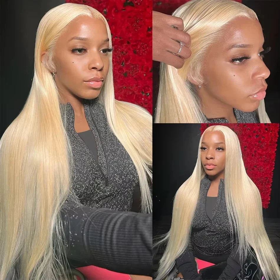 13x4 13x6 HD Transparent Full Frontal Lace 613 Blonde Colored Straight Human Hair Wigs Lace Front Wigs For Women 34 Inches