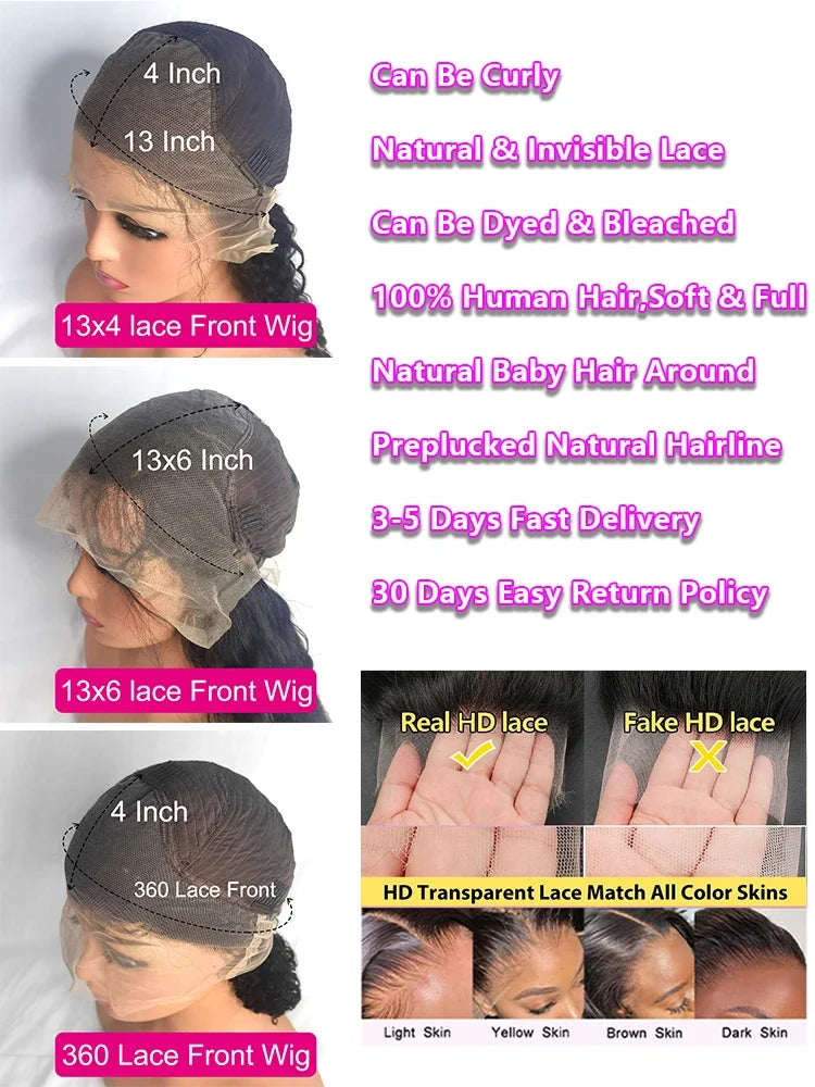 Deep Wave Lace Frontal Curly Wigs