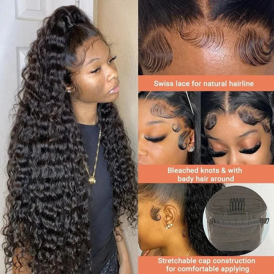 Deep Wave Lace Frontal Curly Wigs