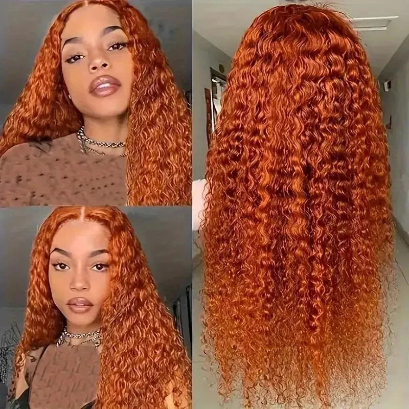 Orange Ginger Lace Front Curly Wigs