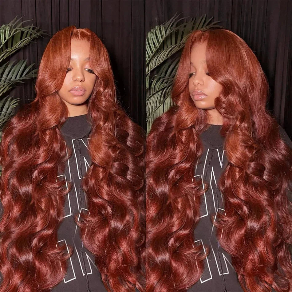 Reddish Brown 13x6 Lace Frontal Wig Brazilian Colored 13x4 Body Wave Human Hair Wigs Hd Transparent 4x4 5x5 Closure Wig 40 Inch