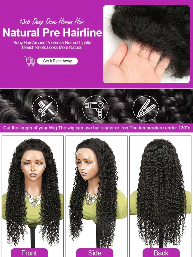 Water Wave Lace Front Curly Wigs