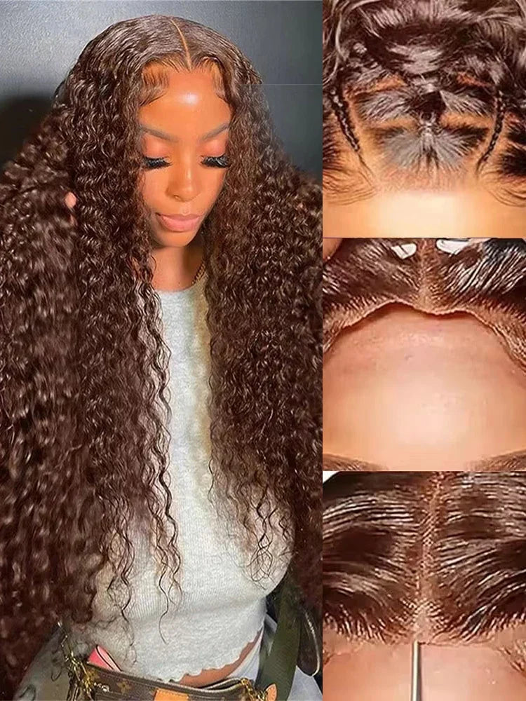 Chocolate Brown Deep Wave Human Hair Wig