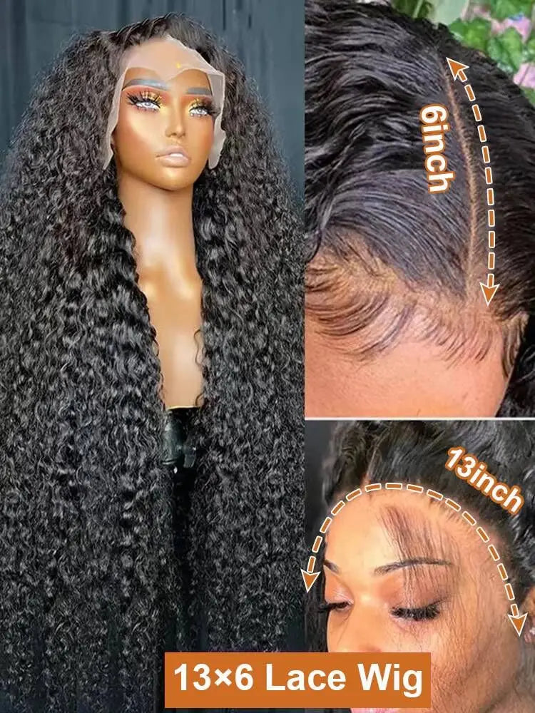 Deep Wave Lace Front Human Hair Curly Wigs