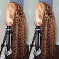 32 36 Inch Highlight Wig Human Hair Deep Wave 13X6 Hd Lace Frontal Wig 13X5 4/27 Ombre Brown Blonde Lace Front Wigs For Women