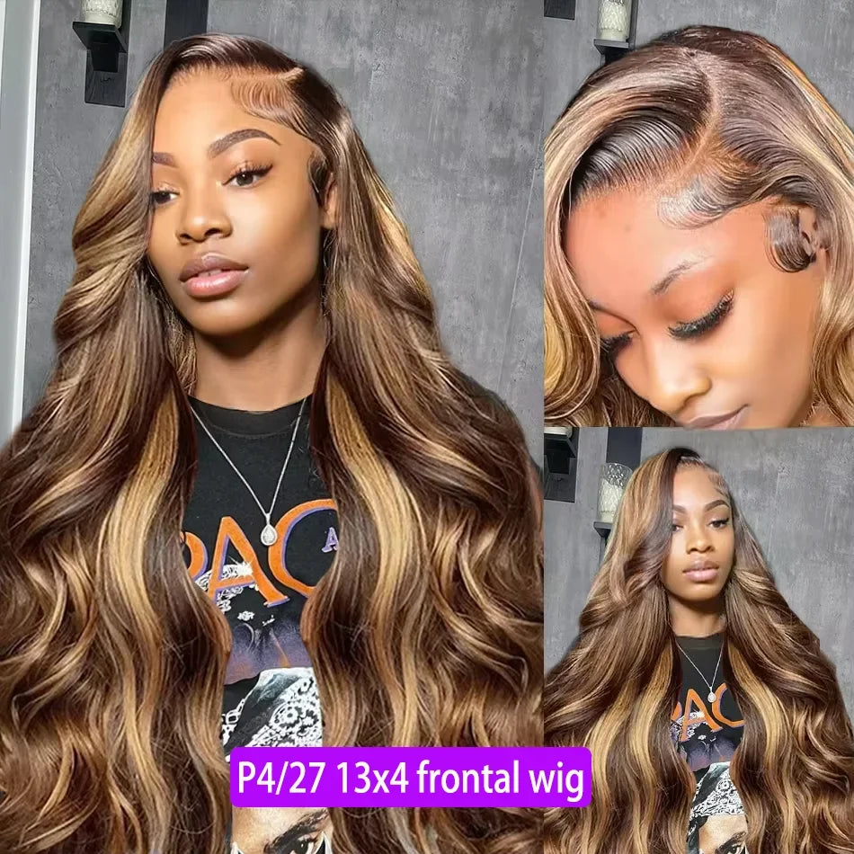 1b30 Black Brown Lace Front 13x4 Body Wave Wigs  P427 Highlight Ombre 100% Human Hair 13x6 HD Lace Frontal Blonde Colored Wig