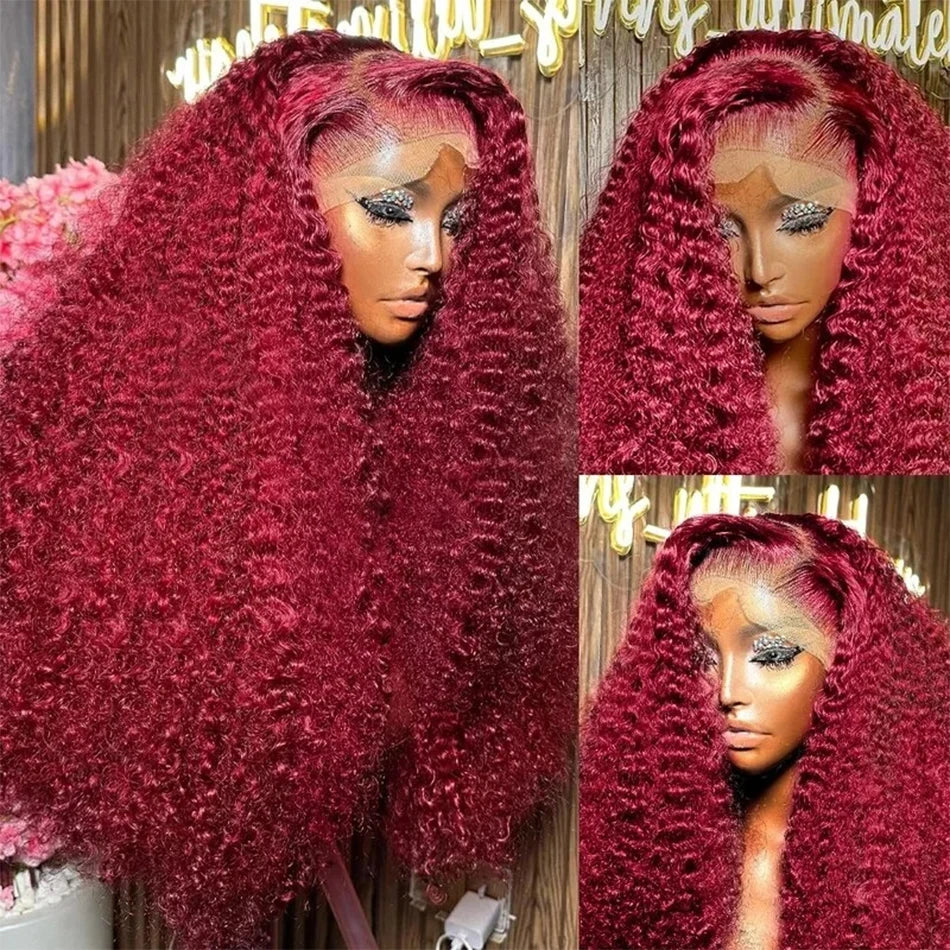 Red Curly Burgundy Hair Wig