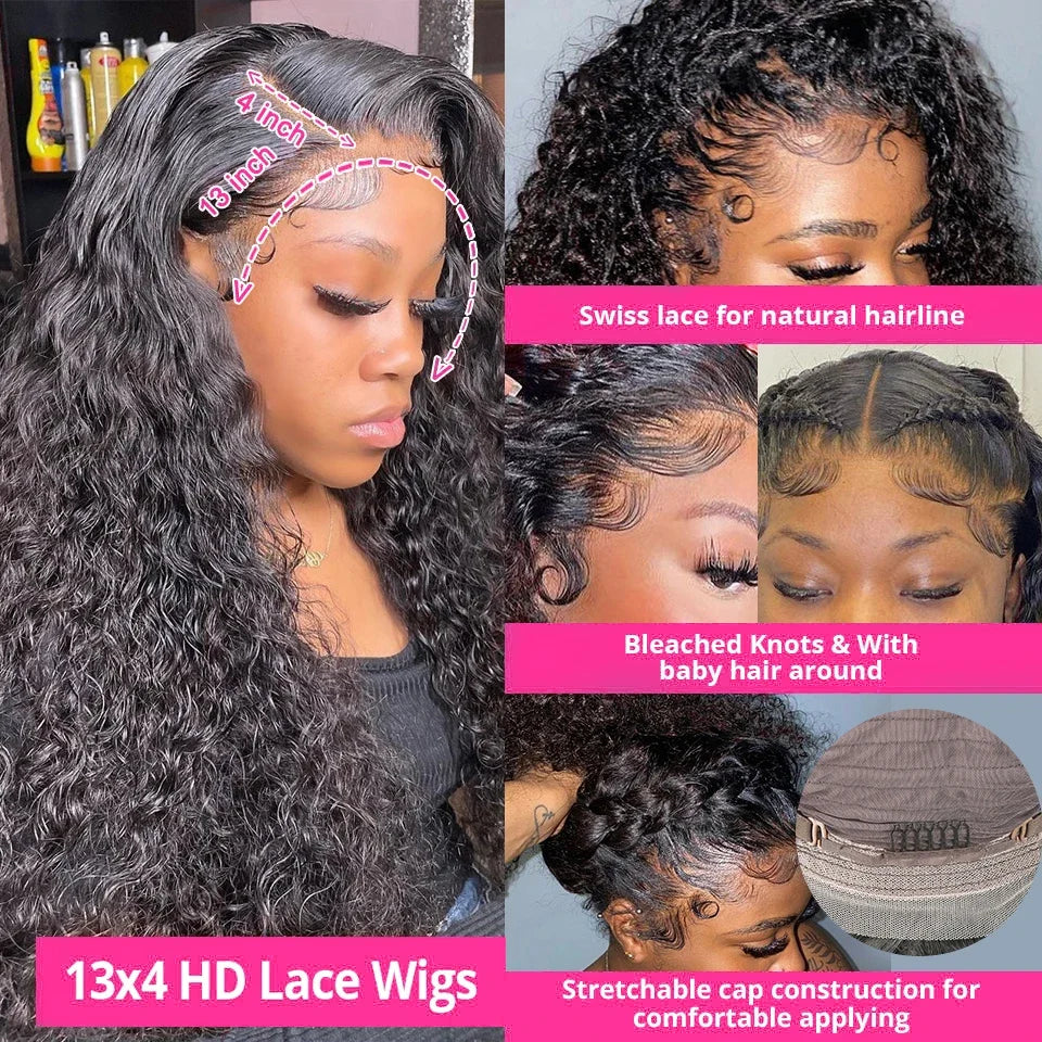 Deep Wave Lace Front Curly Wigs